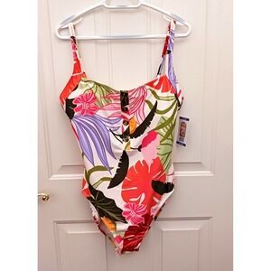 New Social Standard by Sanctuary One Piece Swim Bathing Suit XXL Floral Button